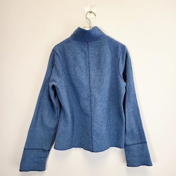J. CREW Blue Gym Fleece Sweatshirt Top MEDIUM Quarter Zip Pullover Athleisure - Picture 7 of 7